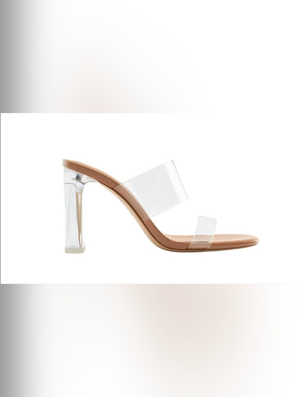 Zara Nude Transparent Strap Block Heels